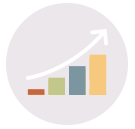 Bar chart with arrow trending upward